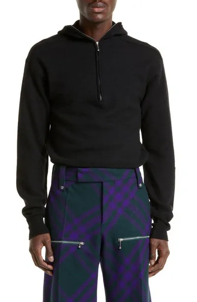 Burberry Brushed Wool Zip-up Sweatshirt In Black