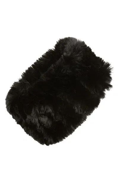 La Fiorentina Faux Fur Plush Headband In Black