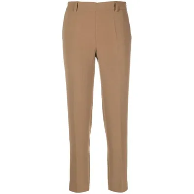 Alberto Biani Viscose Dart Trousers In Brown