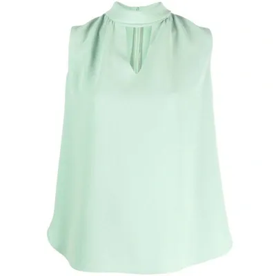 Alberto Biani Heyhole-neck Sleeveles Blouse In Green