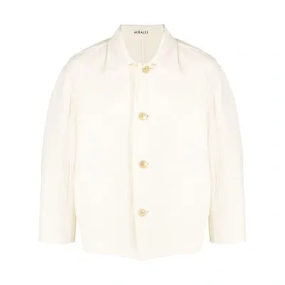 Auralee Cotton-wool Classic Shirt Jacket In Neutrals