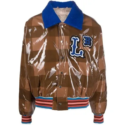 Charles Jeffrey Loverboy Checked Varsity Bomber Jacket In Brown