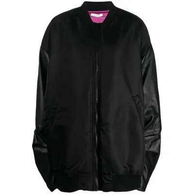 Rev Oversize High-neck Bomber Jacket In Black