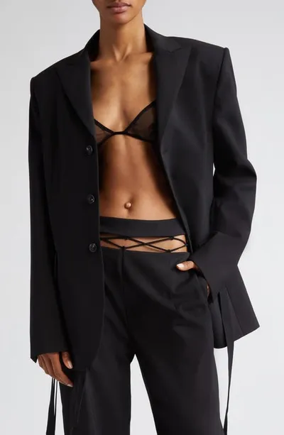 Nensi Dojaka Serge Tailored Belted Jacket In Black