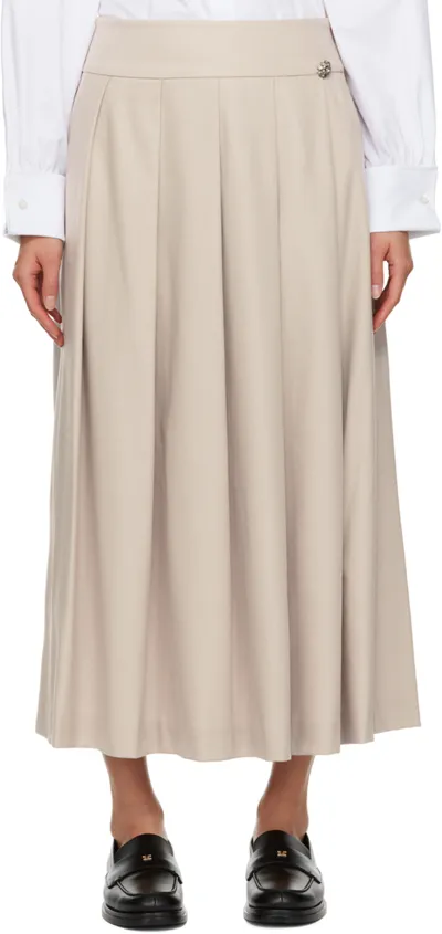 's Max Mara Taupe Pleated Midi Skirt In 022 Ecru