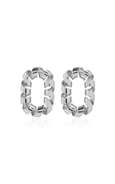 Rabanne Xl Link Twist Earrings In Silver