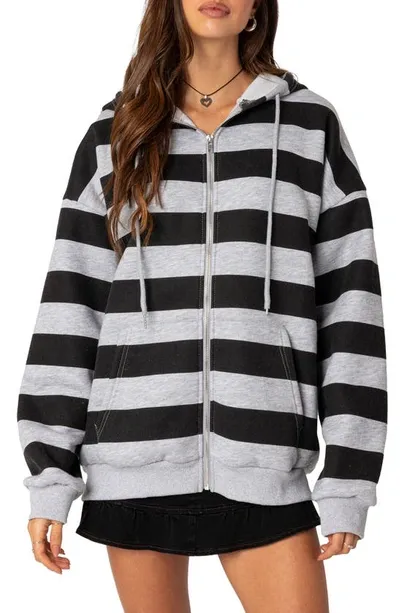 Edikted Maritza Oversize Zip Hoodie In Gray-melange