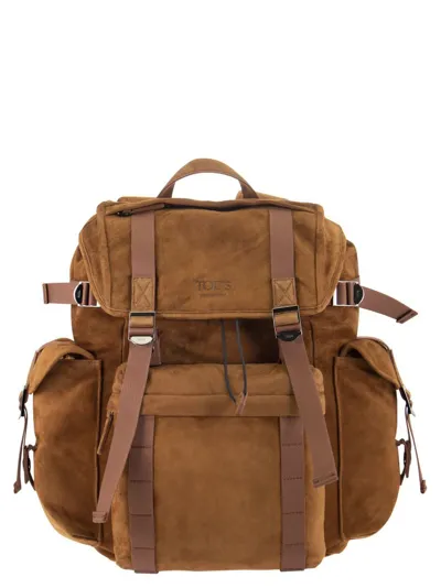 Tod's Logo Debossed Medium Backpack In Brown