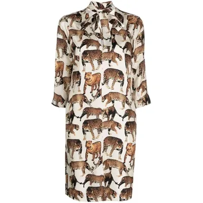 Alberto Biani Animal Print Dress In White