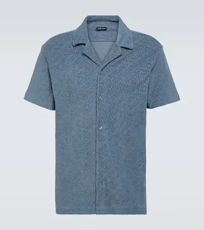 Frescobol Carioca Copacabana Cotton Jacquard Shirt In Blue