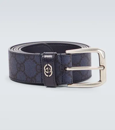 Gucci Gg Leather Belt In Blue