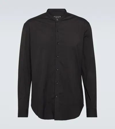 Giorgio Armani Cotton-blend Poplin Shirt In Black