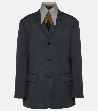 Prada Wool Blazer In Gray