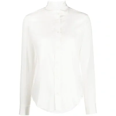 Mazzarelli Semi-sheer Stretch-silk Shirt In White