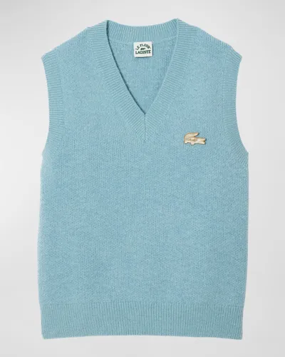 Lacoste X Le Fleur V Neck Sweater Vest - M In Blue