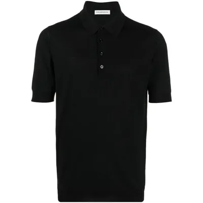 Goes Botanical Merino-wool Polo Shirt In Black