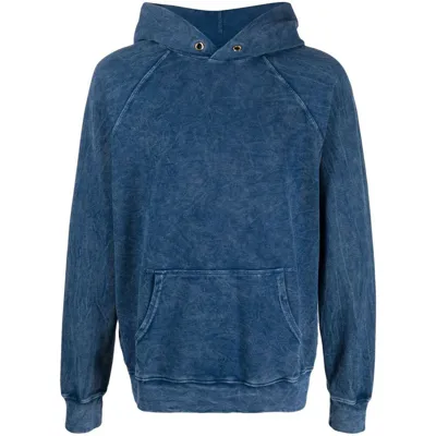 Les Tien Crinkled-effect Long-sleeved Hoodie In Blue