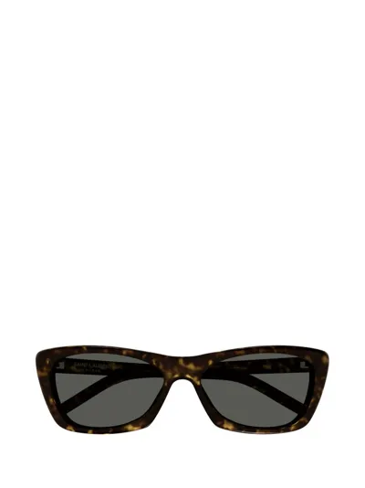 Saint Laurent Eyewear Rectangle Frame Sunglasses In Brown