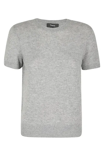 Theory Crewneck Knitted Top In Grey