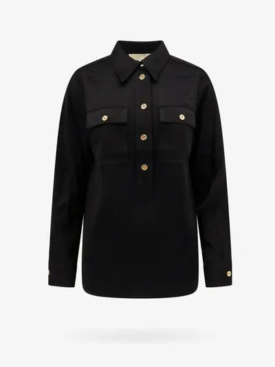 Michael Kors Satin Shirt In Black