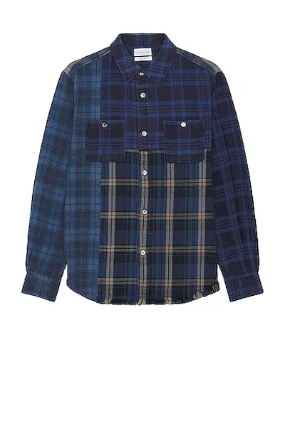 John Elliott Men's Silverado Paneled Plaid Button-down Shirt In Blue Black