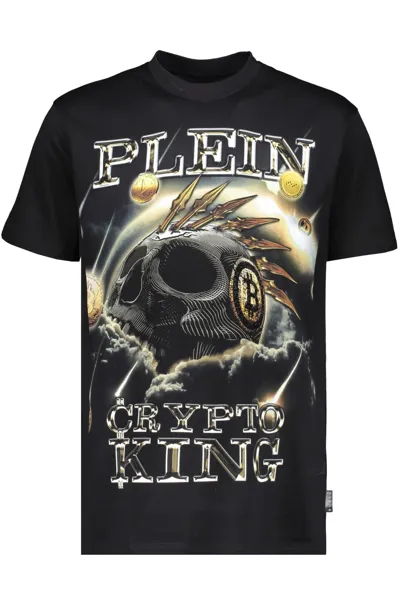 Philipp Plein Printed Cotton T-shirt In Black