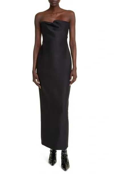 The Row Bardon Draped Strapless Gown In Black