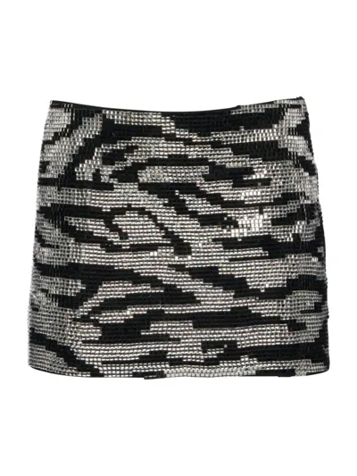 Retroféte Daya Sequin-embellished Miniskirt In Black Silver