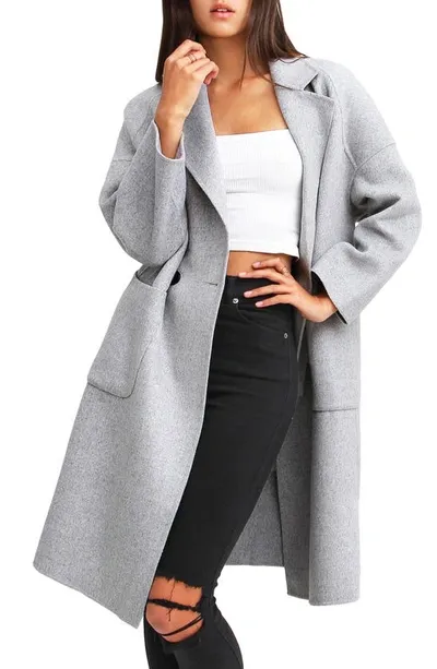 Belle & Bloom Publisher Double-breasted Wool Blend Coat In Grey Marle