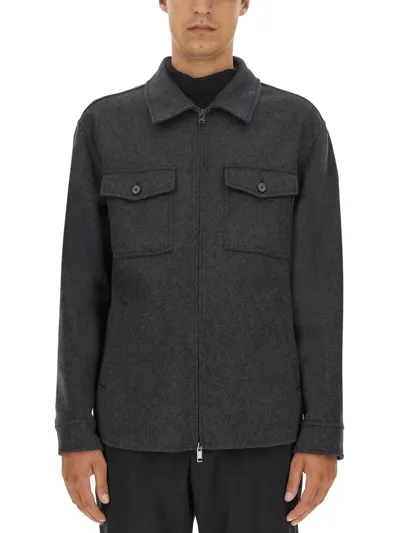 Theory Wool Jacket In Charcoal