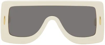 Loewe Anagram Acetate & Metal Shield Sunglasses In Ivory