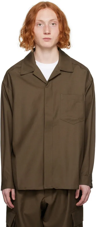 Lownn Brown Patch Pocket Shirt