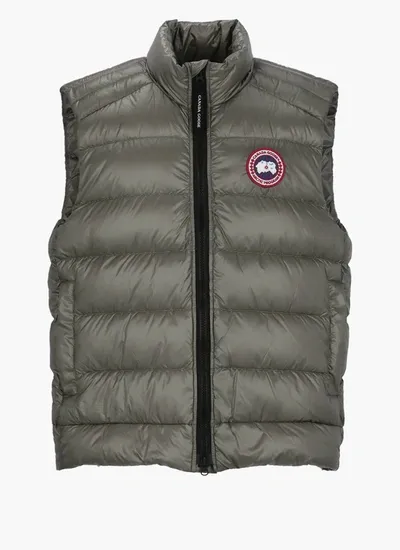 Canada Goose Zipped Logo Patch Down Vest In Grey