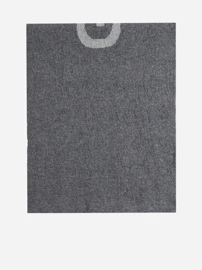 Givenchy 4g And Logo Wool And Cashmere Scarf In Dark Grey,light Grey