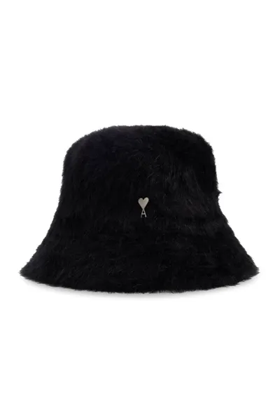 Ami Alexandre Mattiussi Ami De Coeur-plaque Bucket Hat In Black