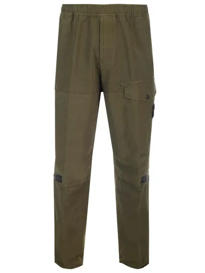 Stone Island Compass Patch Pants In Green