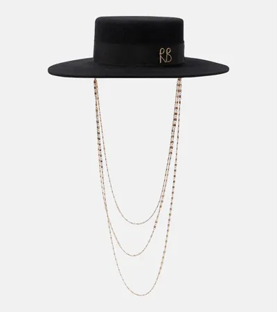 Ruslan Baginskiy Felt Canotier Hat In Black