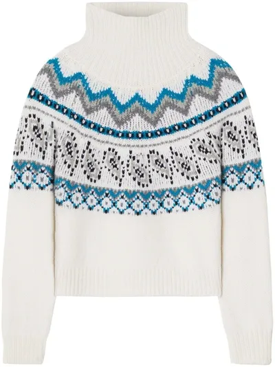 Alanui Antarctic Circle Roll-neck Jumper In White