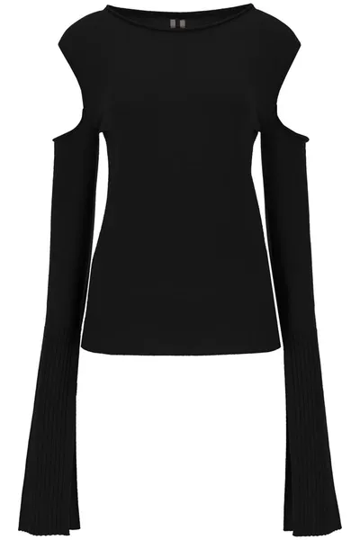 Rick Owens Cold Shoulder Neckline Sweater In Black