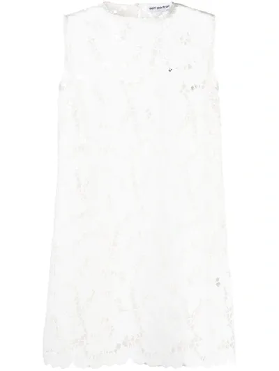 Self-portrait Floral-lace Detail Shift Dress In White