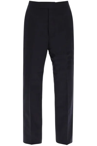 Thom Browne Cropped 4-bar Stripe Wool Trousers In Black