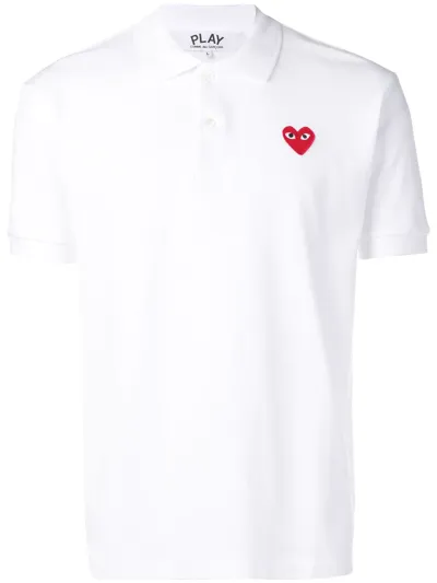 Comme Des Garçons Play Logo Patch Polo Shirt In White