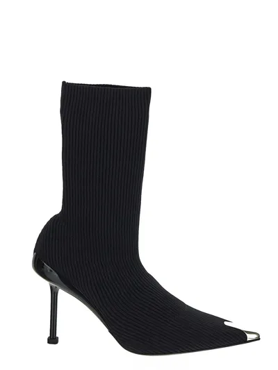 Alexander Mcqueen Slash Knit Boot In Black