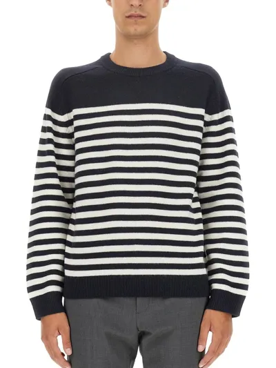 Theory Striped Crewneck Knit Sweater In Multi