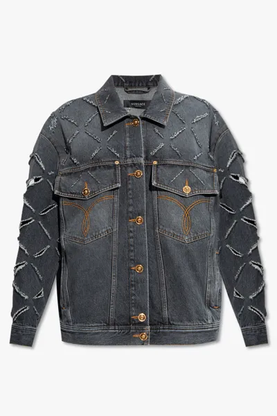 Versace Distressed Denim Jacket In New