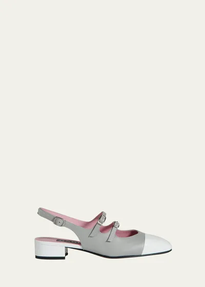 Carel Bicolor Dual Mary Jane Slingback Pumps In Abricot Grey And White