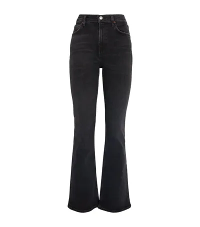 Agolde + Net Sustain Nico High-rise Bootcut Organic Jeans In Black