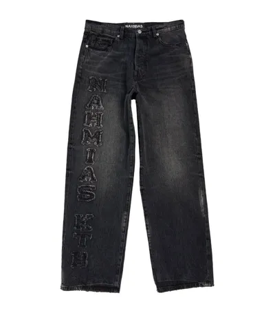 Nahmias X Kodak Black Logo-patch Wide-leg Jeans In Grey