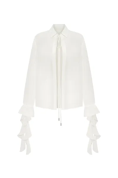 Milla Ruffled Blouse In White, Xo Xo