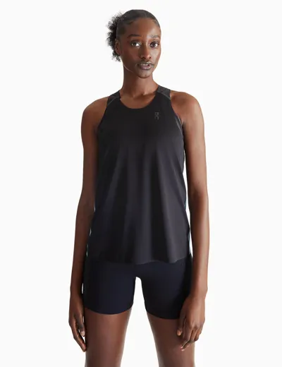 On Running T Focus Halterneck Tank Top In Black